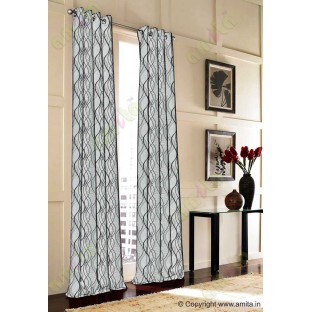 Black Grey Vertical Flowing Waves Poly Main Curtain Designs